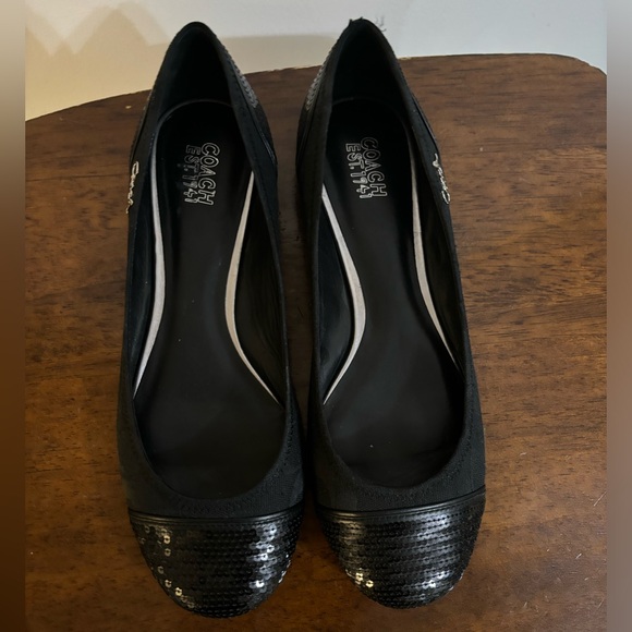 Coach Black Sequins Round Toe Ballet Flats Black Size 7 NEW NWT - Picture 10 of 11